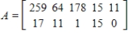 <strong>The tables below give the numbers of some species of threatened and endangered wildlife in the United States and in foreign countries in 2003. Write a matrix A that contains the number of each of these species in the United States in 2003 and a matrix B that contains the number of each of these species outside the United States in 2003. United States Foreign </strong> A) , B) , C) , D) , E) ,