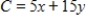 <strong>Use the given feasible region determined by the constraint inequalities to find the maximum and minimum of the objective function . </strong> A)maximum value of C: 60 at ; minimum value of C: 30 at B)maximum value of C: 60 at ; minimum value of C: 35 at C)maximum value of C: 55 at ; minimum value of C: 0 at D)maximum value of C: 60 at ; minimum value of C: 0 at E)maximum value of C: 55 at ; minimum value of C: 30 at