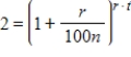 <strong>Use the formula to find the doubling time t, in years, for an investment at r% compounded n times per year. Suppose you make an investment of $900 at interest rate 9% compounded quarterly. How long will it take for your investment to double? Round your answer to two decimal places. </strong> A)2.60 years B)15.58 years C)3.89 years D)4.02 years E)7.79 years