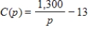 <strong>Suppose that the cost C in dollars of obtaining water that contains p percent impurities is given by . Find , if it exists. </strong> A)$0 B)$13 C)$117 D)$1,300 E)does not exist