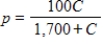<strong>The percent p of particulate pollution that can be removed from the smokestacks of an industrial plant by spending C dollars is given by . Find the percent of the pollution that could be removed if spending C were allowed to increase without bound. </strong> A)1,700% B)17,000% C)0% D)200% E)100%