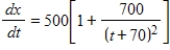 <strong>The rate of production of a new line of products is given by , where x is the number of items produced and t is the number of weeks the product has been in production. Assuming that when , find the total number of items produced as a function of time t. </strong> A) B) C) D) E)