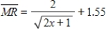 Suppose that the marginal revenue for a certain product is given by , where x is in thousand of units and revenue is in thousands of dollars. Find . Round your calculations to two decimal places, if necessary. 