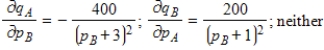 <strong>The demand functions for   and   units of two related products, A and B, are given by ​   ​ Where   and   are in dollars. Find the marginal demand of   with respect to   and the marginal demand of   with respect to   . Are the two goods competitive or complementary? ​</strong> A)   B)   C)   D)   E)   <div style=padding-top: 35px> 