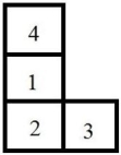 <strong>Figure K.4 A company of four departments has the following closeness factors and current locations of all departments. Assume rectilinear distance. Using the information in Figure K.4, which of these arrangements has the best weighted-distance score?</strong> A) B) C) D)