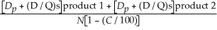 M =    where M = number of machines required, D = number of units forecast per year, p = processing time (in hours per unit), N = total number of hours per year that the process operates, C = desired capacity cushion, Q = number of units in each batch, and s = setup time. M =   = 9.28 → 10 machines