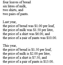<strong> The market basket used to calculate the CPI in Aquilonia is: </strong> A) 20.00 percent B) 24.4 percent C) 30.00 percent D) 35.56 percent
