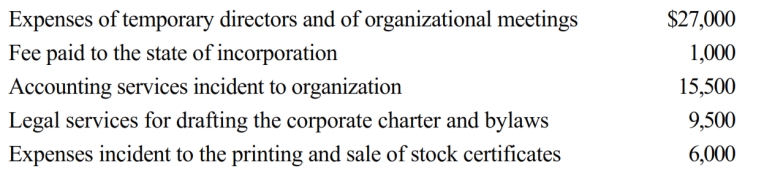 <strong>Emerald Corporation, a calendar year C corporation, was formed and began operations on April 1, 2018. The following expenses were incurred during the first tax year (April 1 through December 31, 2018) of operations. Assuming a § 248 election, what is the Emerald's deduction for organizational expenditures for 2018?</strong> A) $0 B) $4,550 C) $5,000 D) $7,400 E) None of the above