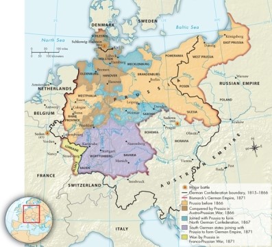 <strong>Based on Map 23.2: The Unification of Germany, 1864-1871, which German states did not become part of the North German Confederation in 1867? </strong> A)Schleswig, Holstein, and Hanover B)Baden, Württemberg, and Bavaria C)Alsace, Lorraine, and Saxony D)Saxony, Oldenburg, and Mecklenburg