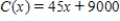 <strong>A manufacturer of DVD players has monthly fixed costs of $9000 and variable costs of $45 per unit for one particular model.For this model DVD player,find the function for monthly total costs where x denotes the number of units produced and sold. </strong> A) B) C) D) E) 