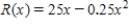 <strong>If the total revenue function for a blender is ,determine how many units x must be sold to provide the maximum total revenue in dollars. </strong> A) 625 B) 15,000 C) 25 D) 300 E) 50