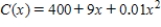 <strong>If the total cost function for a product is dollars,determine how many units x should be produced to minimize the average cost per unit? </strong> A) 450 units B) 400 units C) 141 units D) 200 units E) 97 units