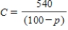 The cost C (in millions of dollars)for the federal government to seize p% of a type of illegal drug as it enters the country is modeled by ,for Find the limit of C as 