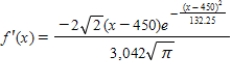 <strong>A survey of high school seniors from a certain school district who took the SAT has determined that the mean score on the mathematics portion was 450 with a standard deviation of 11.5.By a normal probability density function the data can be modeled as Find the derivative of the model. </strong> A) B) C) D) E) 