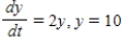 Use the given information to write an exponential equation for y.Does the function represent exponential growth or exponential decay? ,when