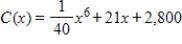<strong>Find the cost function for the marginal cost and fixed cost of $2,800 (for x = 0). </strong> A) B) C) D) E)