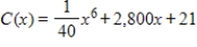 <strong>Find the cost function for the marginal cost and fixed cost of $2,800 (for x = 0). </strong> A) B) C) D) E)