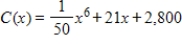 <strong>Find the cost function for the marginal cost and fixed cost of $2,800 (for x = 0). </strong> A) B) C) D) E)