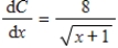 <strong>The marginal cost of a product is modeled by ,when x = 8,C = 9.Find the cost function. </strong> A) B) C) D) E)