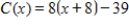 <strong>The marginal cost of a product is modeled by ,when x = 8,C = 9.Find the cost function. </strong> A) B) C) D) E)