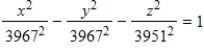 <strong>Because of the forces caused by its rotation,a planet is actually an oblate ellipsoid rather than a sphere.The equatorial radius is 3967 miles and the polar radius is 3951 miles.Find an equation of the ellipsoid.Assume that the center of a planet is at the origin and the xy- trace corresponds to the equator. </strong> A) B) C) D) E)