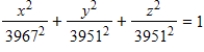 <strong>Because of the forces caused by its rotation,a planet is actually an oblate ellipsoid rather than a sphere.The equatorial radius is 3967 miles and the polar radius is 3951 miles.Find an equation of the ellipsoid.Assume that the center of a planet is at the origin and the xy- trace corresponds to the equator. </strong> A) B) C) D) E)