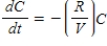 <strong>A medical researcher wants to determine the concentration C (in moles per liter)of a tracer drug injected into a moving fluid with flow R (in liters per minute).Solve this problem by considering a single-compartment dilution model (see figure).Assume that the fluid is continuously mixed and that the volume V (in liters)of fluid in the compartment is constant. If the tracer is injected instantaneously at time ,then the concentration of the fluid in the compartment begins diluting according to the differential equation , when (a)Solve this differential equation to find the concentration as a function of time. (b)Find the limit of C as </strong> A) a. b) 1 B) a. b) 0 C) a. b) 2 D) a. b) 0 E) a. b)1 