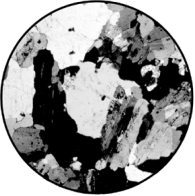 <strong>What type of texture is shown in the photomicrograph? </strong> A)foliation B)crystalline C)sedimentary D)clastic