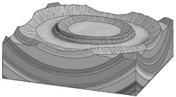 <strong>On a geologic map,if the contacts between sedimentary rock units form a bull's-eye pattern of concentric circles,with the youngest unit in the center,the underlying structure is a(n)________.  </strong> A)anticline B)basin C)dome D)syncline <div style=padding-top: 35px> 