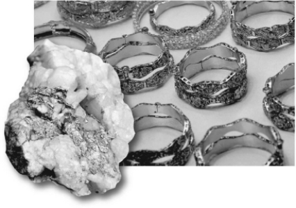 <strong>Consult the figure below.What native metal is most likely to occur within quartz veins? </strong> A)aluminum B)gold C)copper D)brass