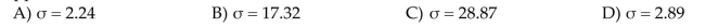 Suppose x is a uniform random variable with c = 20 and d = 80. Find the standard deviation of x.  <div style=padding-top: 35px> 