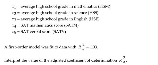 As part of a study at a large university, data were collected on n = 224 freshmen computer science (CS)majors in a particular year. The researchers were interested in modeling y, a studentʹs grade point average (GPA)after three semesters, as a function of the following independent variables (recorded at the time the students enrolled in the university):