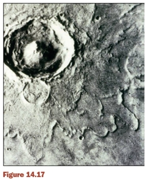 <strong>The development of the crater in Figure 14.17 can be closely associated with _____________. </strong> A) lava dome development. B) the moment when a raindrop hits a pond. C) the effect of shock waves when a meteor impacts the top of the atmosphere. D) a rock dropped on sand material. E) the solution-collapse process of subsidence