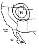 <strong>Which of the following winds could result from the surface pressure pattern as shown in the figure above? </strong> A)chinook wind B)nor'easter C)Santa Ana wind D)land breeze
