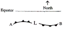 <strong>If the above diagram represents a front in the southern hemisphere, which of the following is a correct statement about front A? ​  </strong> A)It is a cold front moving toward the north. B)It is a cold front moving toward the south. C)It is a warm front moving toward the north. D)It is a warm front moving toward the south. <div style=padding-top: 35px> 