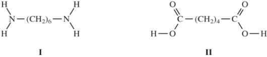 <strong>When I and II react together to make nylon,what are the products of the first condensation reaction? </strong> A) B) C) D)