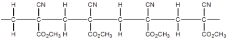 <strong>Superglue is made from this monomer,cyanoacrylate. Which is a representation of the head-to-tail to head-to-tail arrangement of the polymer?</strong> A) B) C) D)