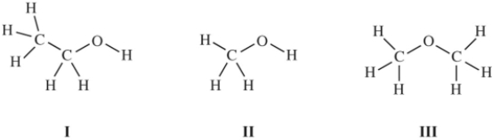 <strong>Consider these three compounds. Which are isomers?</strong> A)I and II only B)II and III only C)I and III only D)I,II,and III