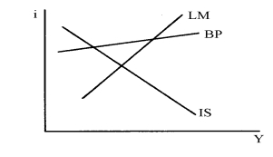 <strong>In the diagram below, under fixed exchange rates, the automatic adjustment mechanism will lead to </strong> A) a fall in the money supply, a fall in income, and a fall in the interest rate. B) a rise in the money supply, a fall in income, and a fall in the interest rate. C) a fall in the money supply, a rise in income, and a rise in the interest rate. D) a fall in the money supply, a fall in income, and a rise in the interest rate.