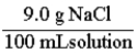 A normal saline solution is a 0.90% (w/v) aqueous solution of NaCl. This is the same as: