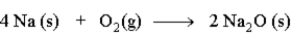Consider the following reaction. The mass relationship between sodium (Na) and oxygen (O<sub>2</sub>) is: