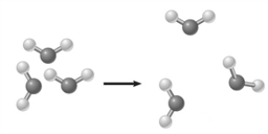 Complete each of the following sentences using one of the terms listed below. physical change chemical change reactant product coefficient physical state The image below represents a________________.