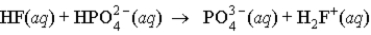<strong>When a solution of HF (a weak acid) is added to a solution containing HPO<sub>4</sub><sup>2-</sup> (here, a base), the equation for reaction that occurs is:</strong> A) B) C) D)