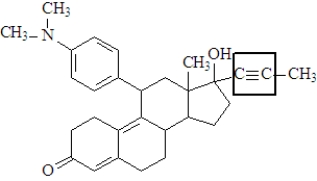Consider the following molecule of the birth control drug known as RU 486.   Fill in the blanks with the appropriate term from the list below. alkane cycloalkane alkene cycloalkene alkyne aromatic haloalkane The functional group enclosed in the square is a(n)_________________________.  <div style=padding-top: 35px> 