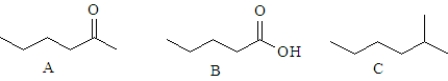 <strong>What is the correct order of water solubility for the following compounds? </strong> A)A > B > C B)C > B > A C)B > A > C D)A > C > B