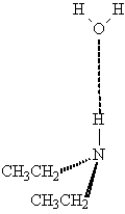 The following illustrates an amine acting as hydrogen bond donor with water.