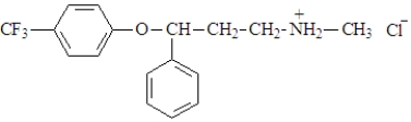 <strong>The active ingredient in Prozac is shown below. This compound:</strong> A)is a hydrochloride salt. B)contains the conjugate acid of an amine. C)was formed by the reaction of an amine and HCl. D)all of the above