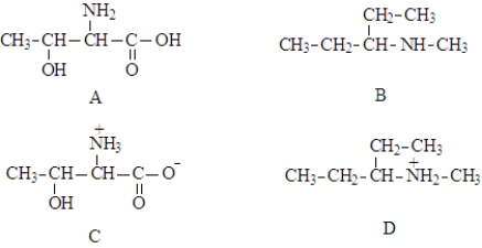 Consider the following nitrogen containing compounds. Fill in the blanks with the appropriate letter (A,B,C,D). Structure___________________ contains an amino group.