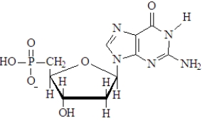 <strong>Using the standard abbreviation, what is the name of the following substance? </strong> A)dGMP B)GMP C)dAMP D)AMP