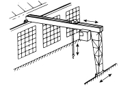 <strong>57.The crane pictured is</strong> A)a gantry crane B)a semi-gantry crane C)a cantilever gantry crane D)an overhead traveling crane